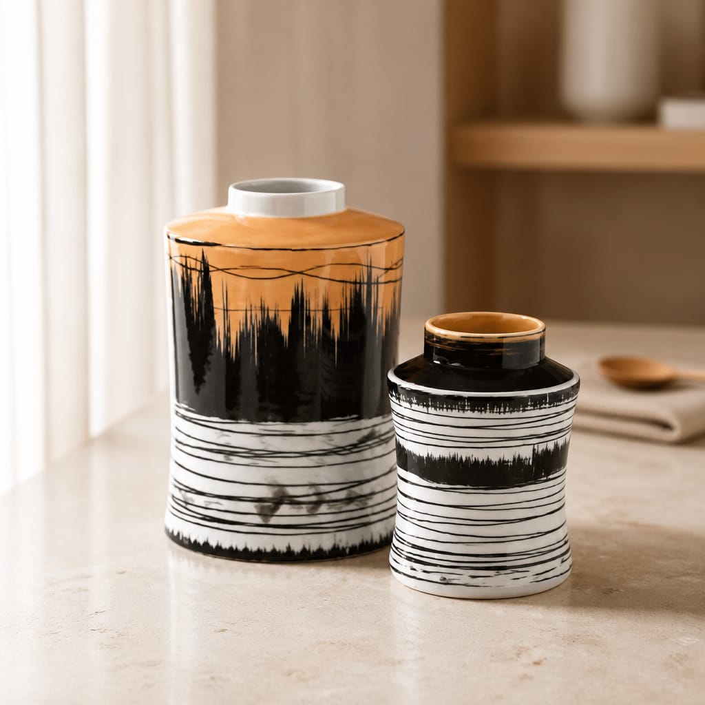 Landscape Painting Porcelain Ornament Set