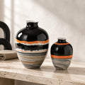Black Orange Porcelain Ornament Set