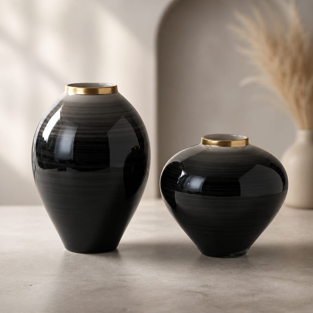 Black Gradient Porcelain Ornament Set