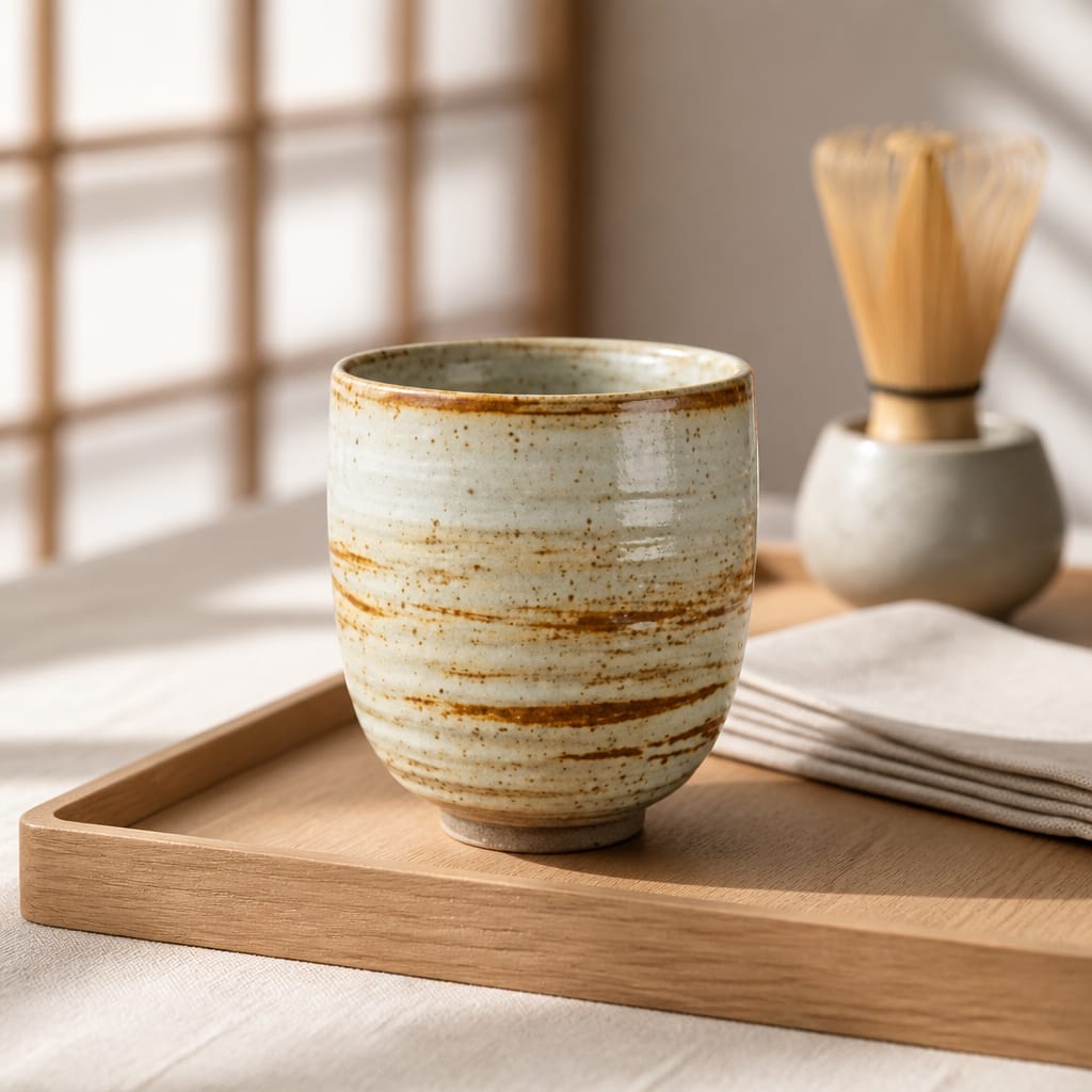 Vintage Handcrafted White with Brown Ceramic