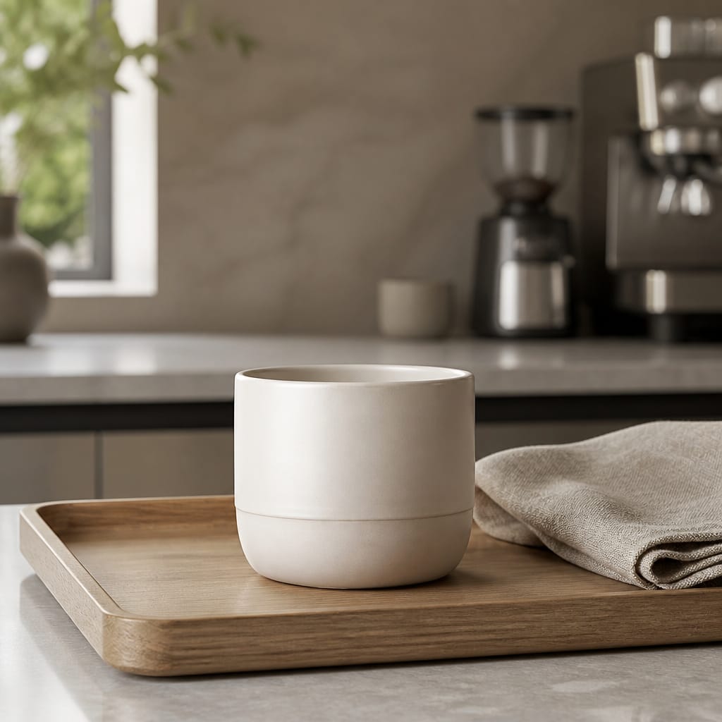 Matte Beige Ceramic Coffee Cup