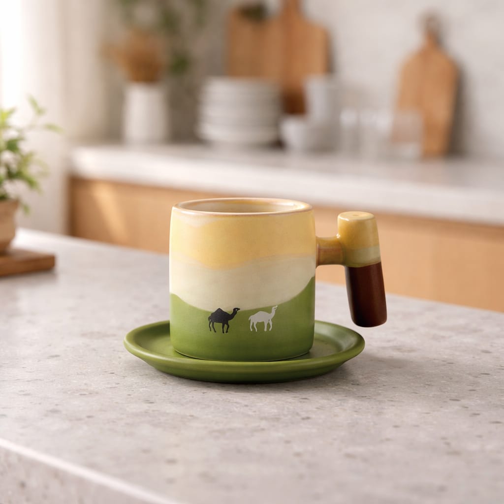 Desert Dune Espresso Cup with Wooden Handle (100ml)