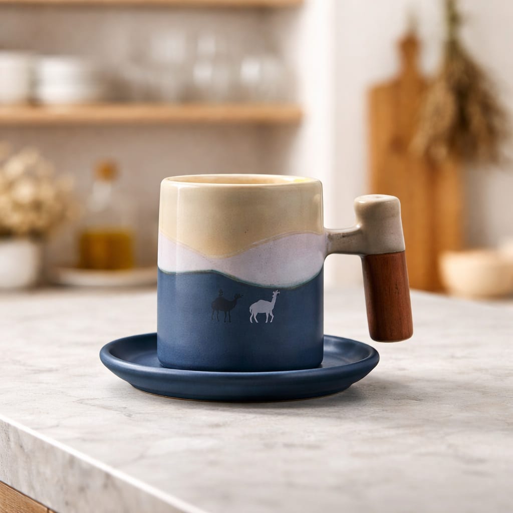 Desert Dune Espresso Cup with Wooden Handle (100ml)