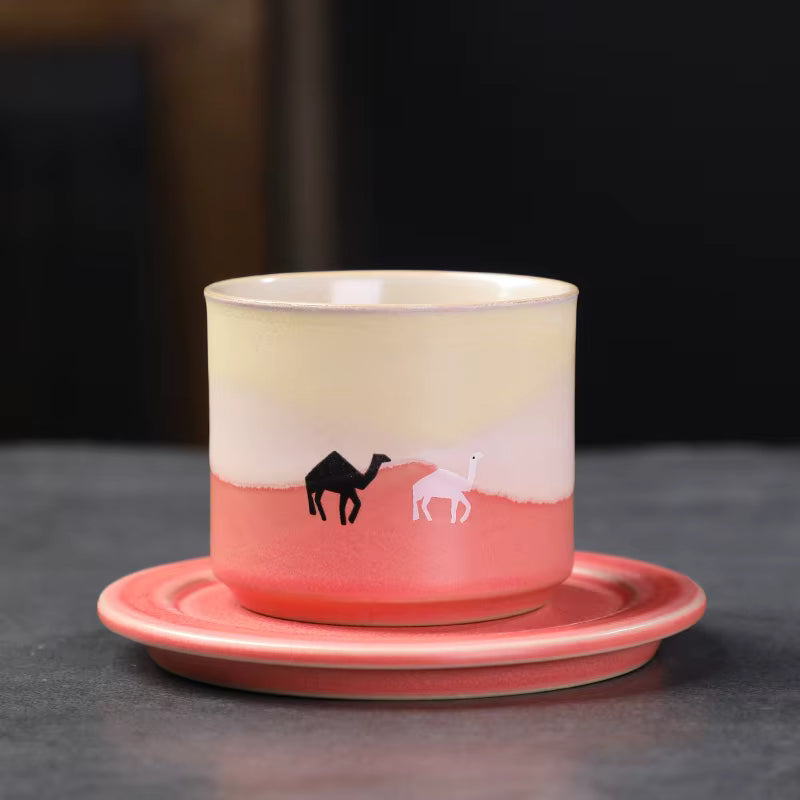 Camel Gradient Ceramic Cup and Saucer Set (80ml)