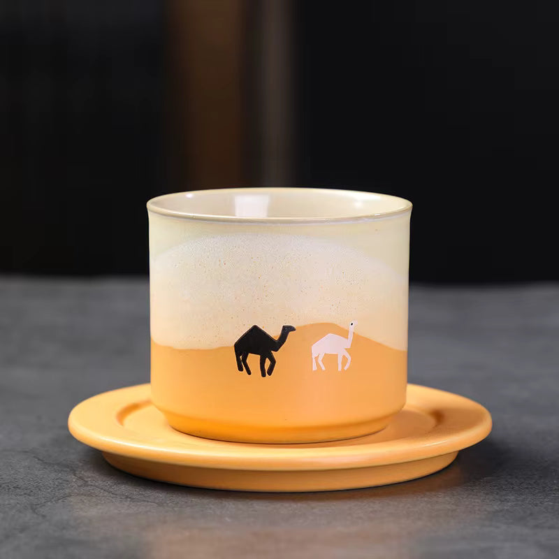 Camel Gradient Ceramic Cup and Saucer Set (80ml)