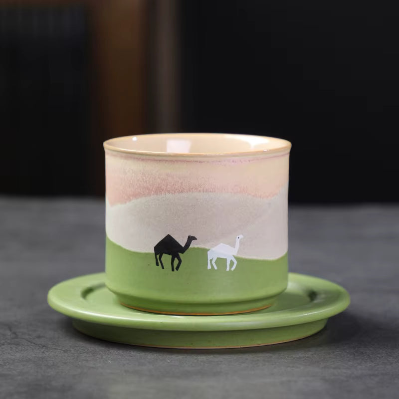 Camel Gradient Ceramic Cup and Saucer Set (80ml)