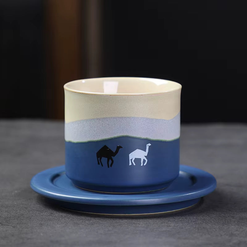 Camel Gradient Ceramic Cup and Saucer Set (80ml)