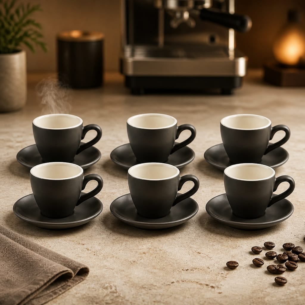 Noir Stoneware Espresso Cup Set (12pcs)