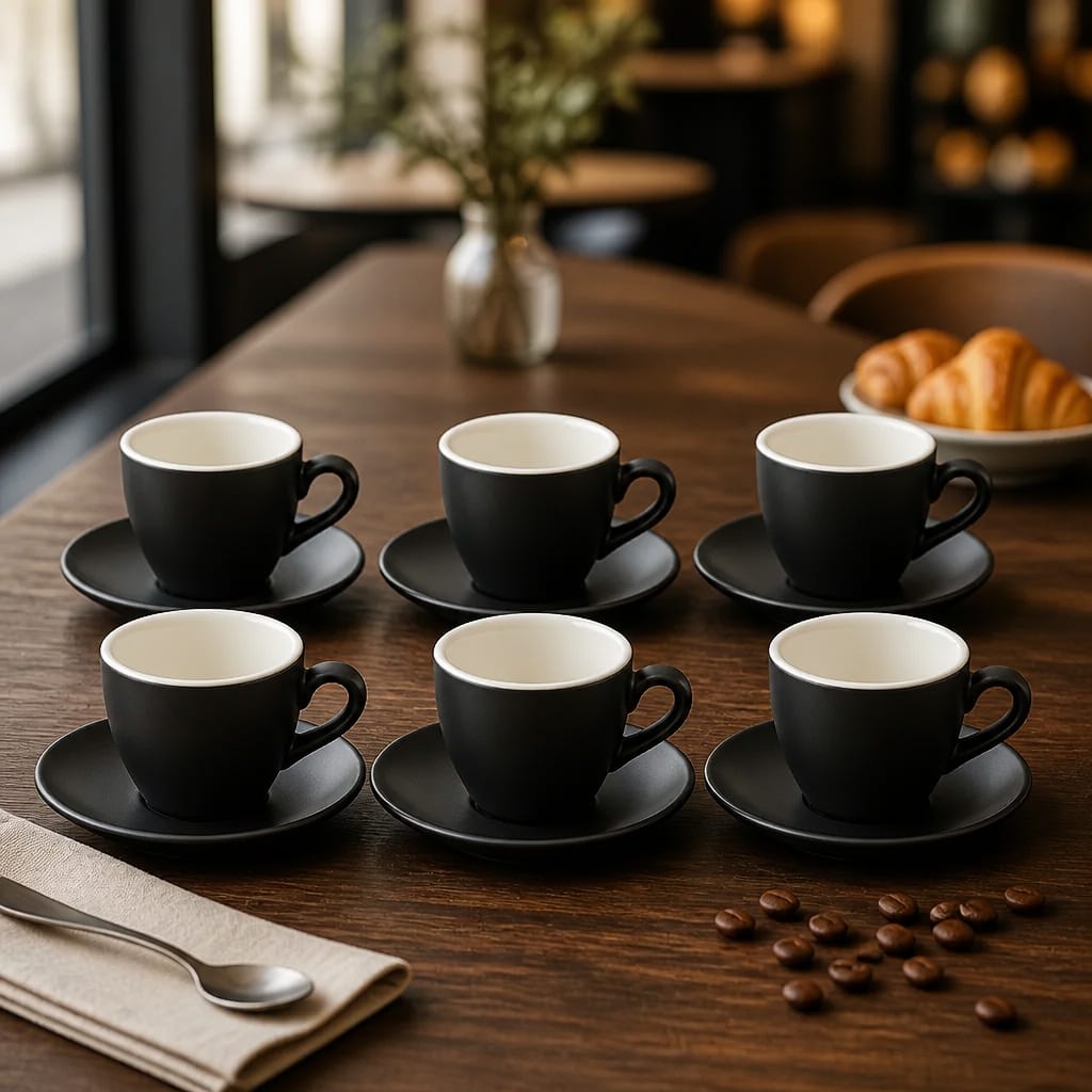 Midnight Ceramic Espresso Cup Set (12pcs)