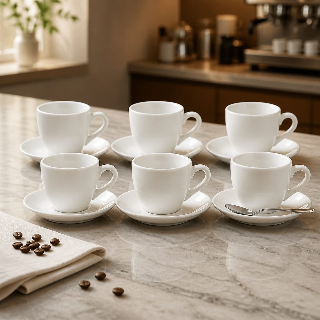 White Ceramic Espresso Cup Set (12pcs)