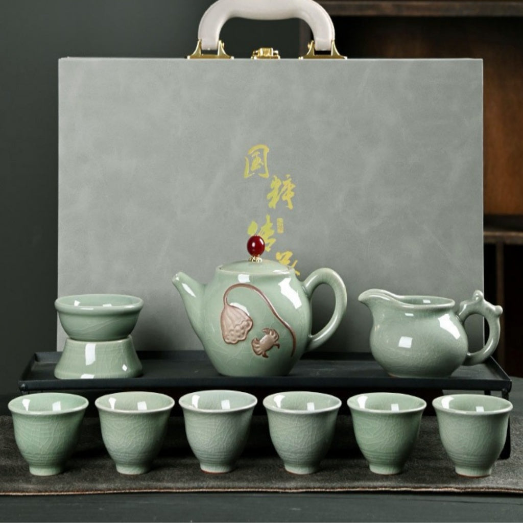 Emerald Crackle Glaze Tea Set
