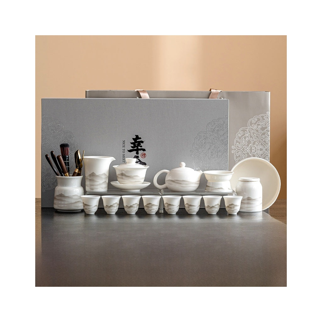 Mutton Fat Jade Porcelain Tea Set