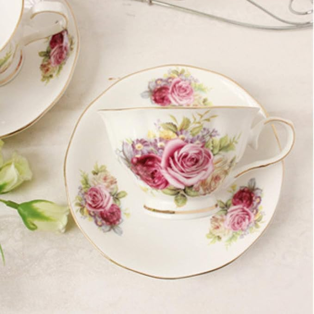 Floral Porcelain Tea Set with Stand