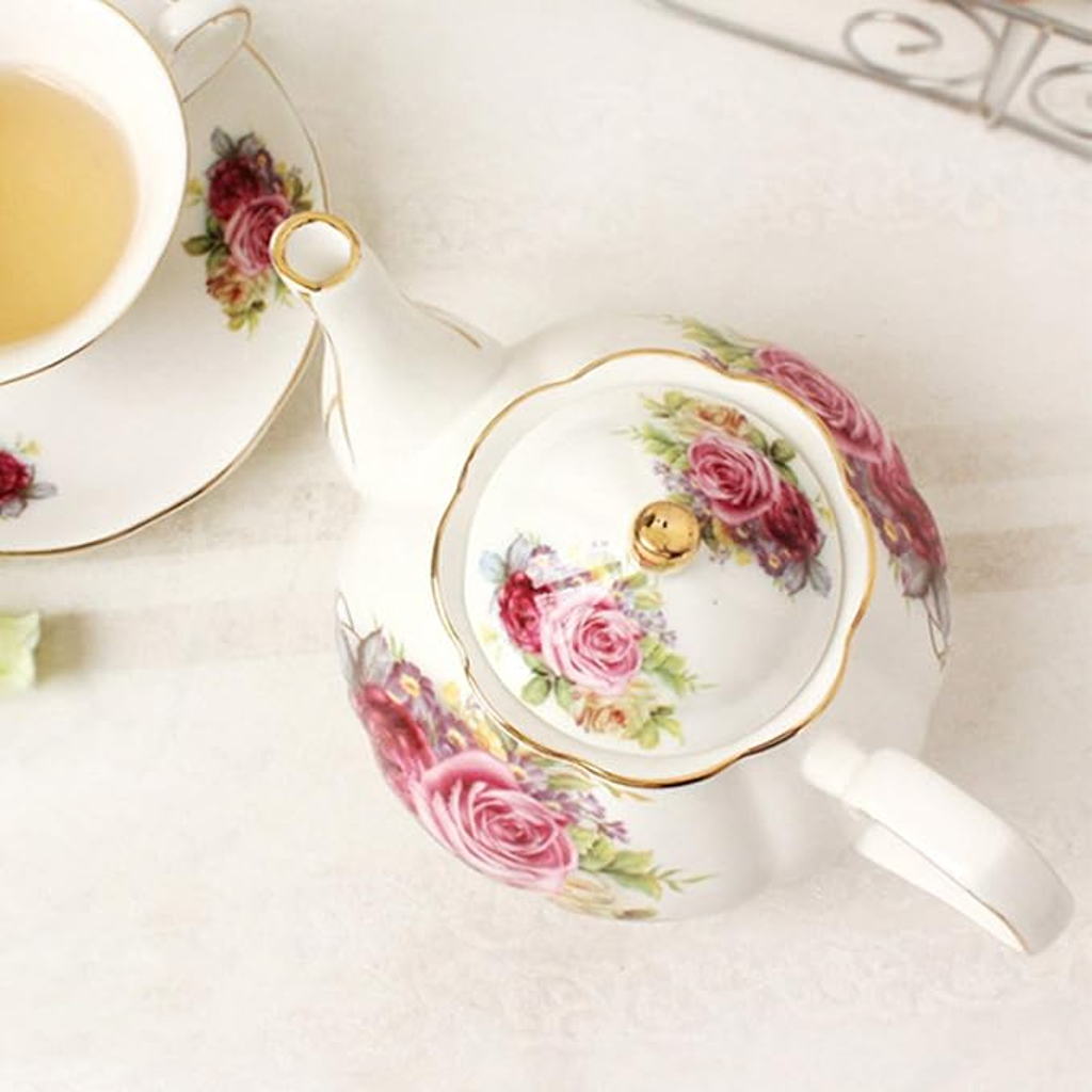 Floral Porcelain Tea Set with Stand