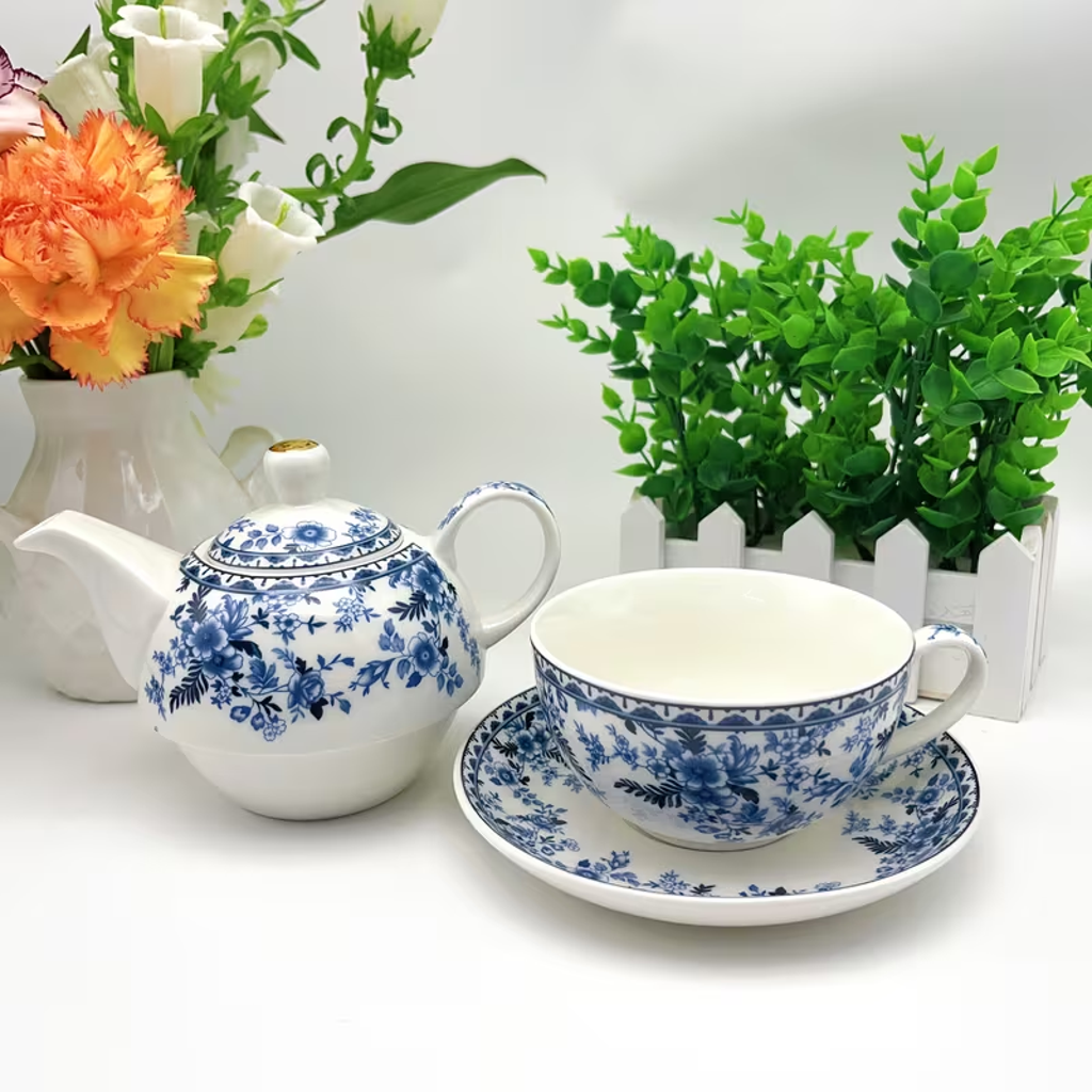 Blue Floral Tea for One Set
