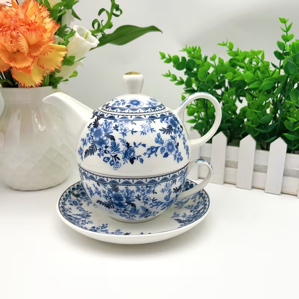 Blue Floral Tea for One Set