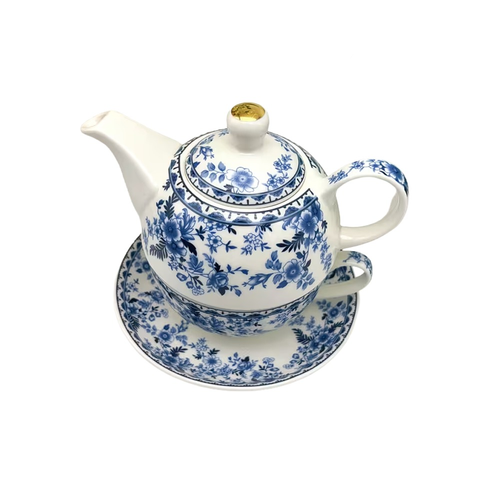Blue Floral Tea for One Set