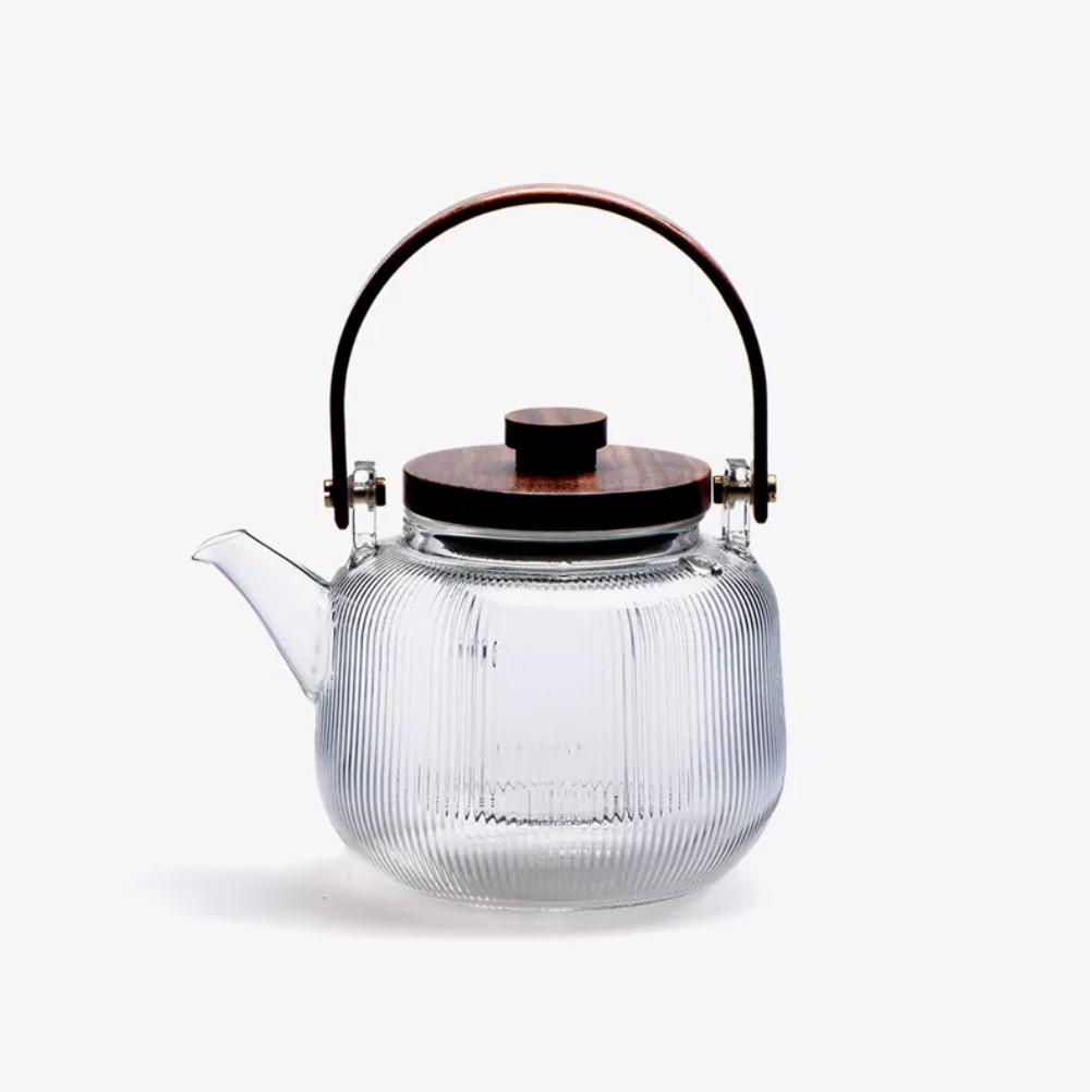 Aurora Ribbed Glass Teapot