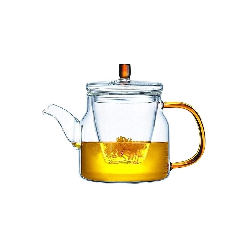 Amber Handle Glass Infuser Teapot
