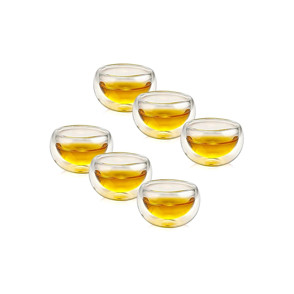 Mini Zen Double Wall Glass Teacup Set (6 PCS)