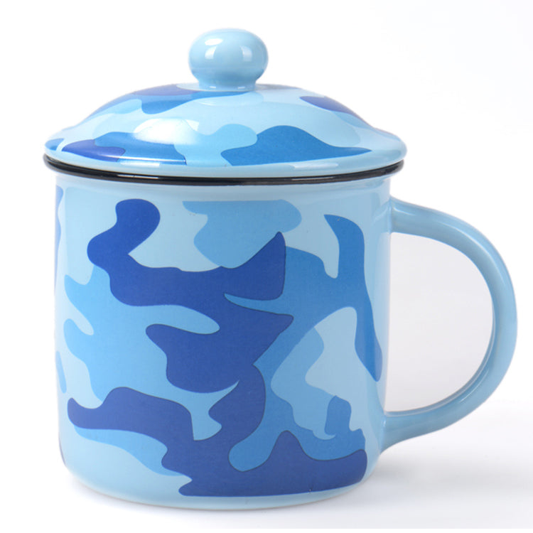 Azure Camo Ceramic Tea Mug with Lid