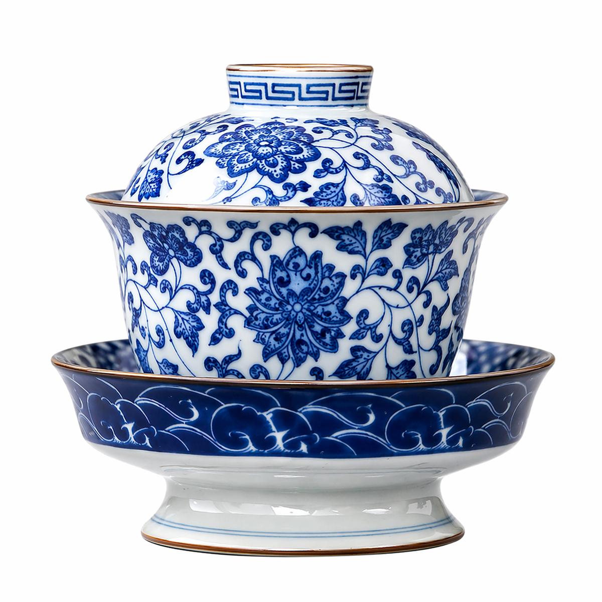 Classic Blue & White Porcelain Gaiwan Set