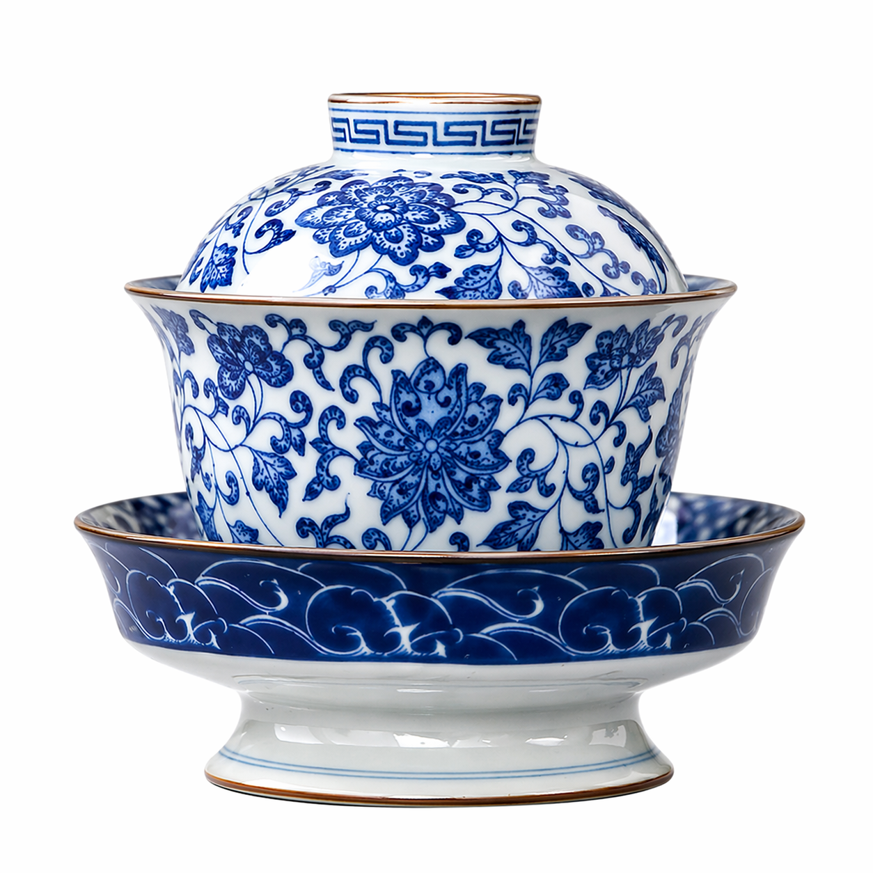 Classic Blue & White Porcelain Gaiwan Set