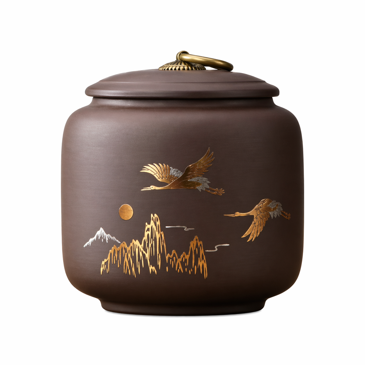 Imperial Crane Sand Ceramic Tea Storage Jar