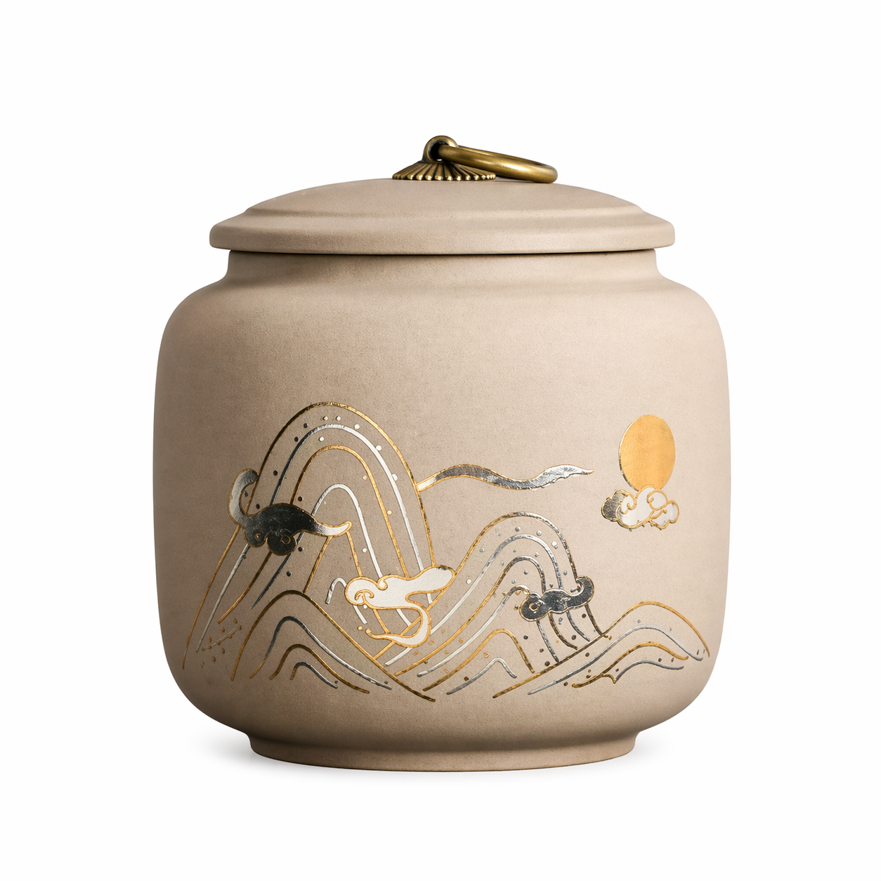 Zen Wave Sand Ceramic Tea Storage Jar