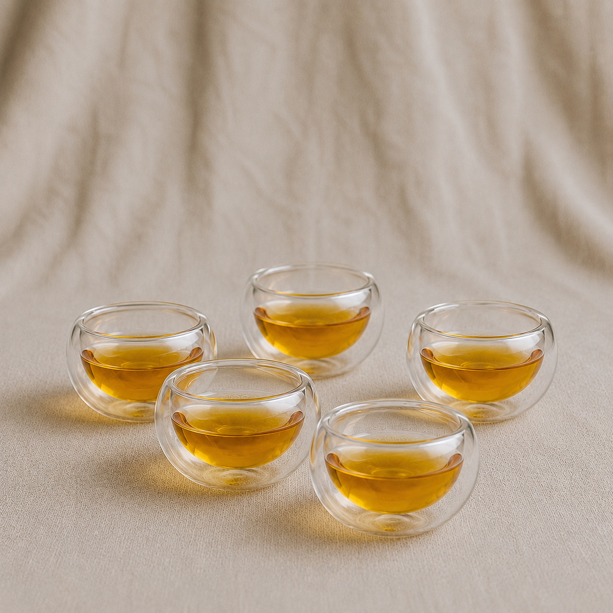 Mini Zen Double Wall Glass Teacup Set (6 PCS)