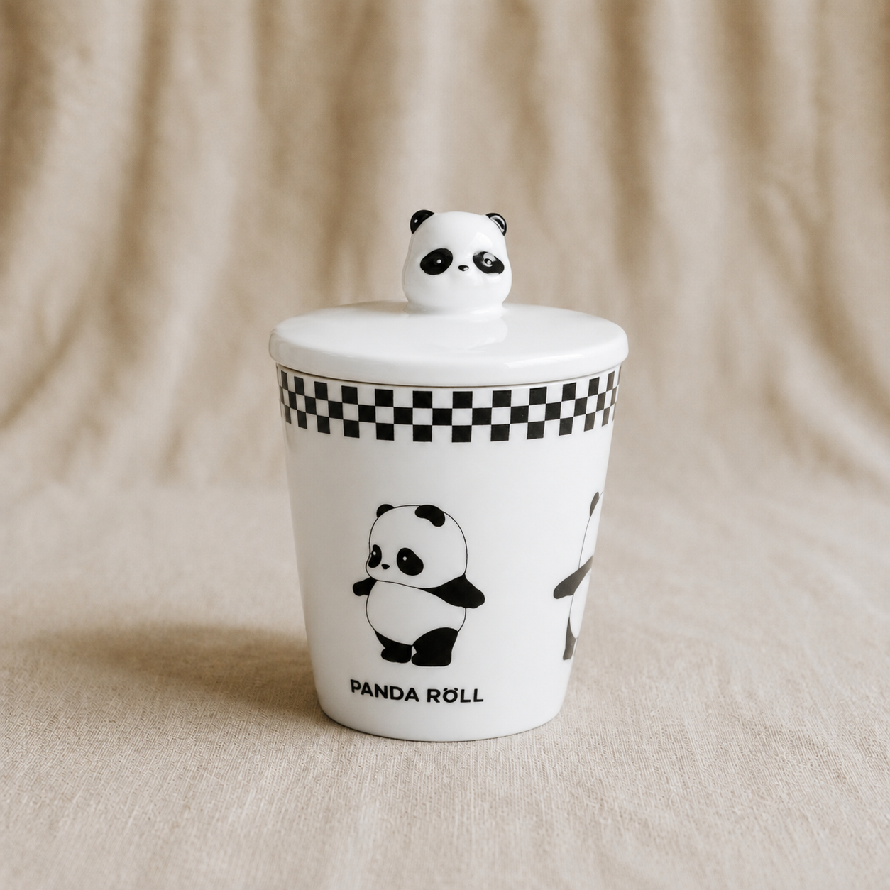 Panda Roll Porcelain Coffee Cup with Spoon