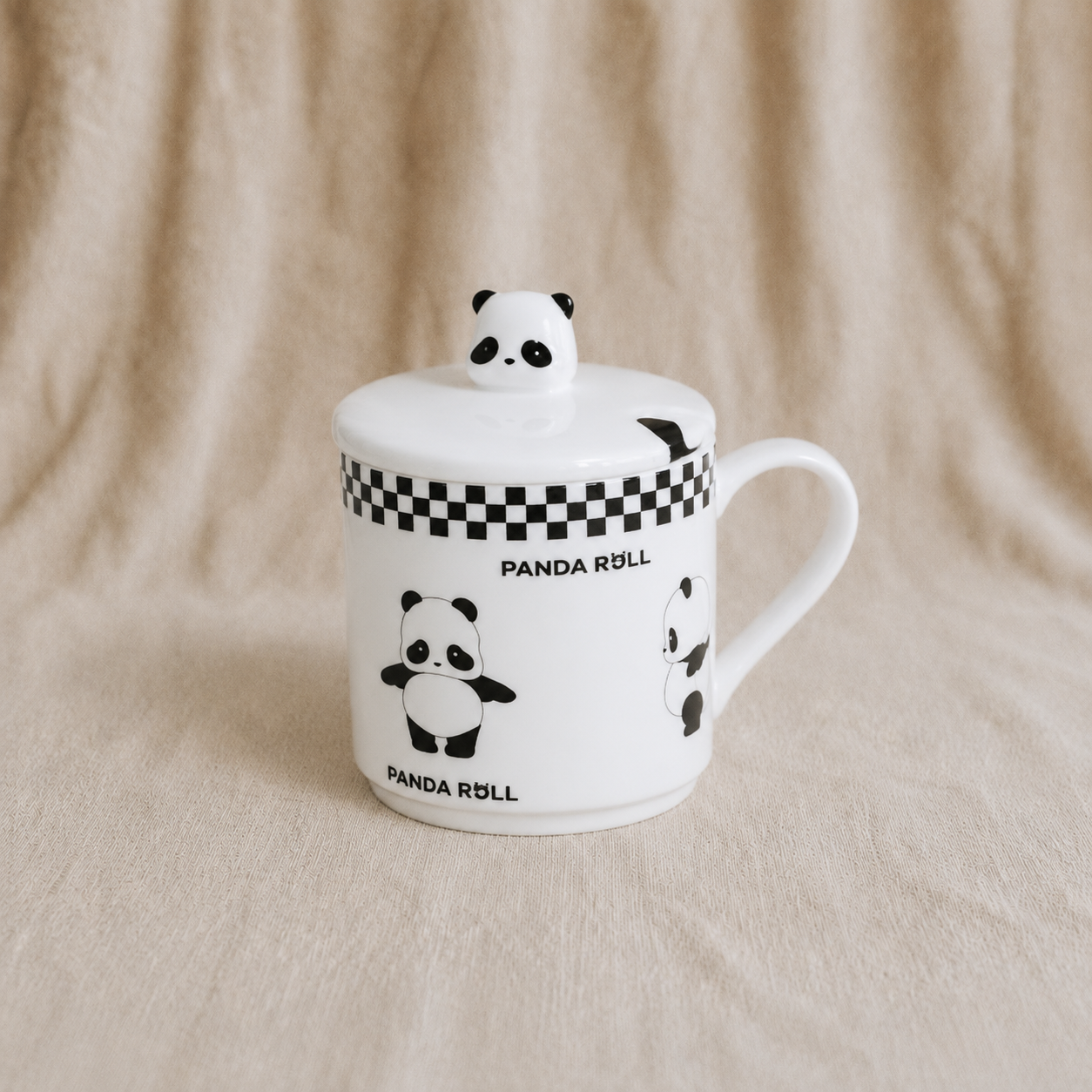 Panda Roll Porcelain Mug with Spoon
