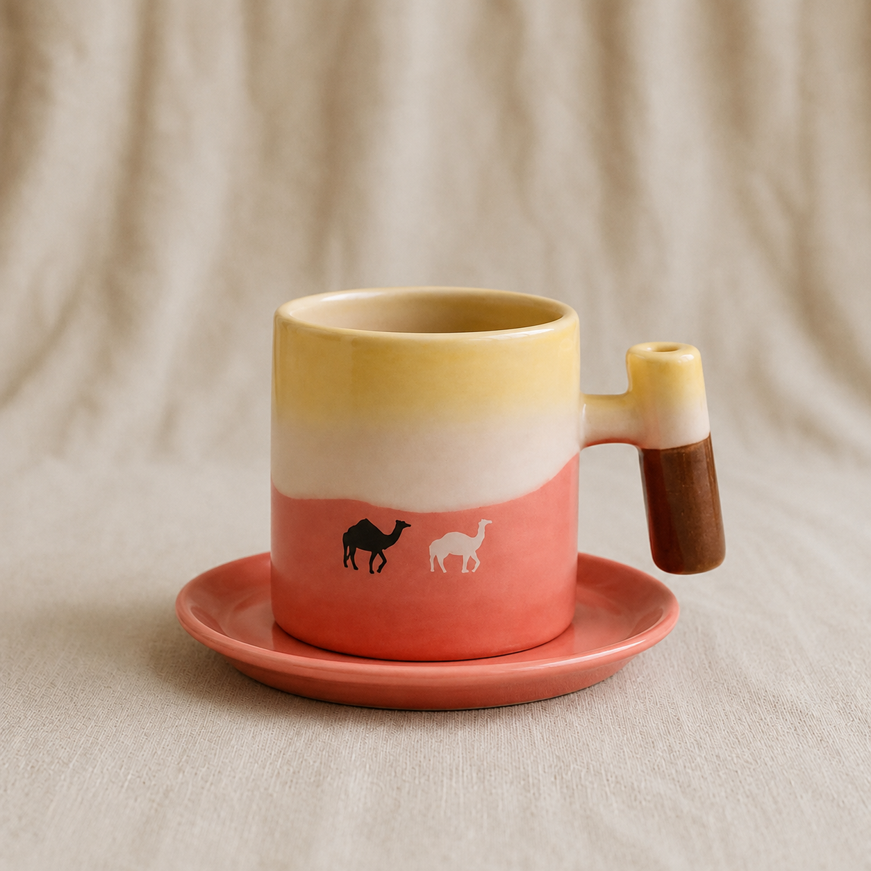 Desert Dune Espresso Cup with Wooden Handle