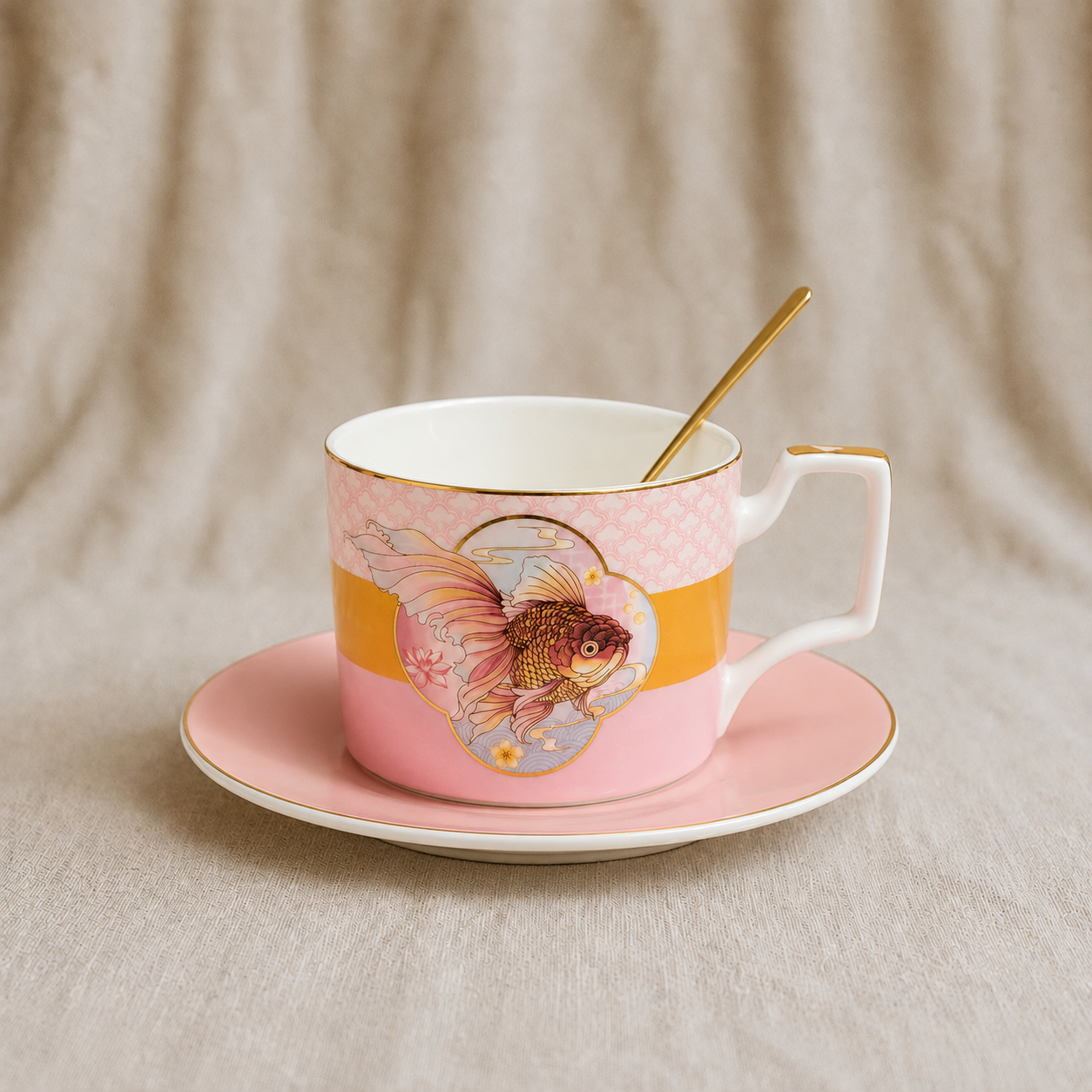 Pink Goldfish Gathering Coffee Cup