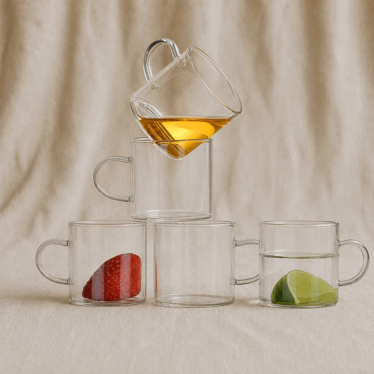 Pure Glass Borosilicate Mug Set (6PCS)