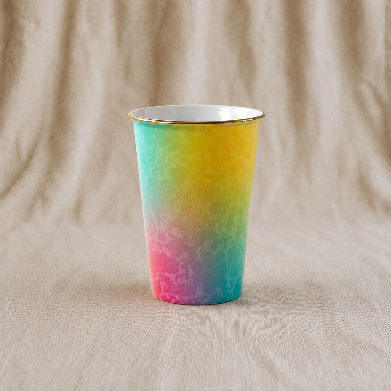 Rainbow Porcelain Water Cup - 18K Gold