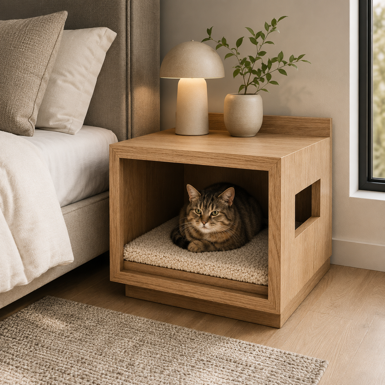 Modern Wooden Pet House Bedside Table
