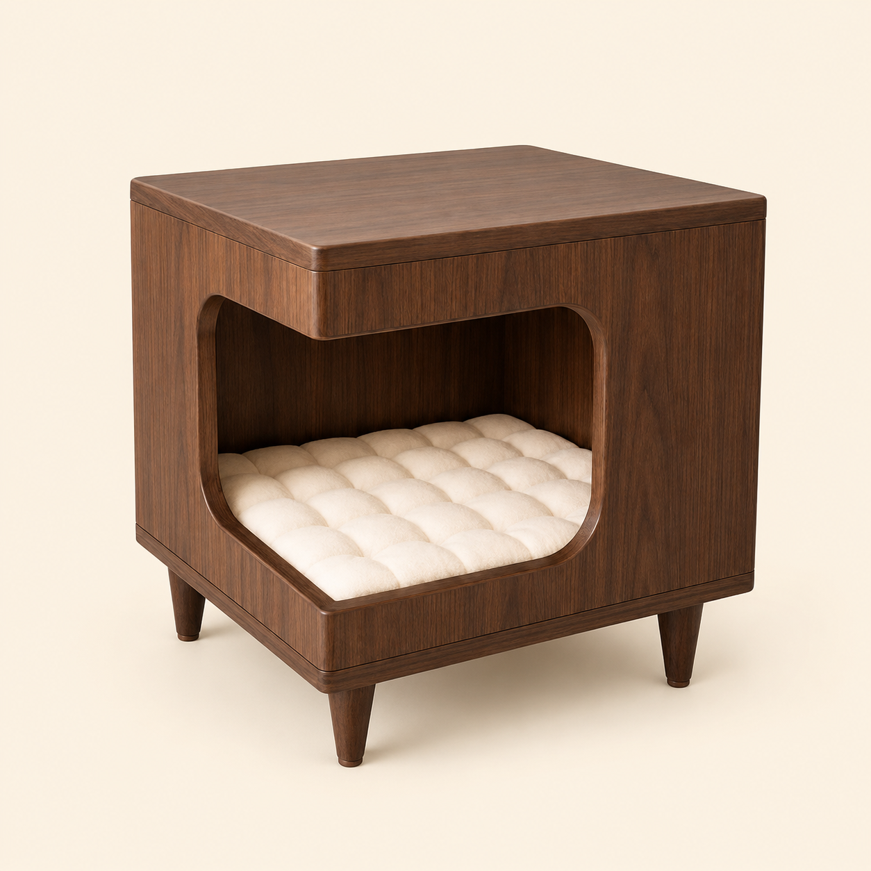 Modern Wooden Pet House Side Table with Cushion Small