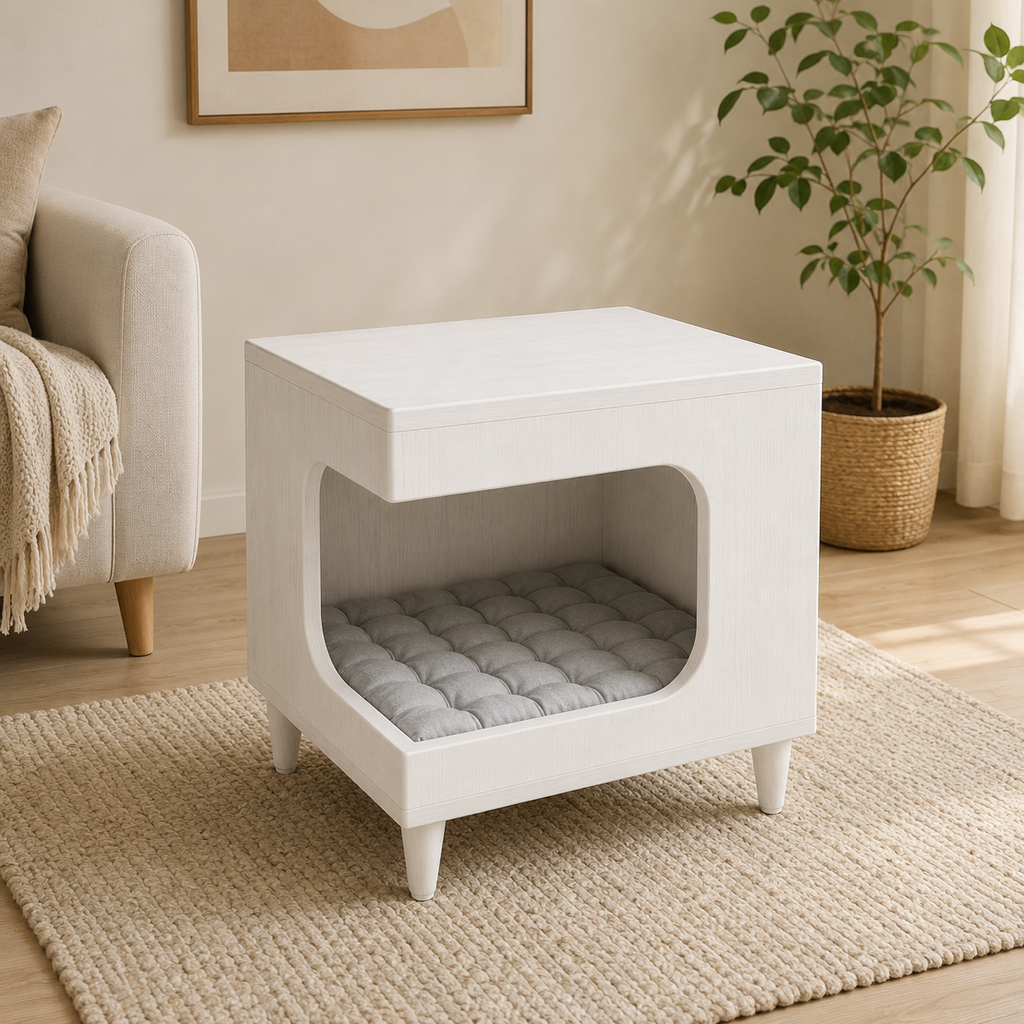 Modern Wooden Pet House Side Table with Cushion Small