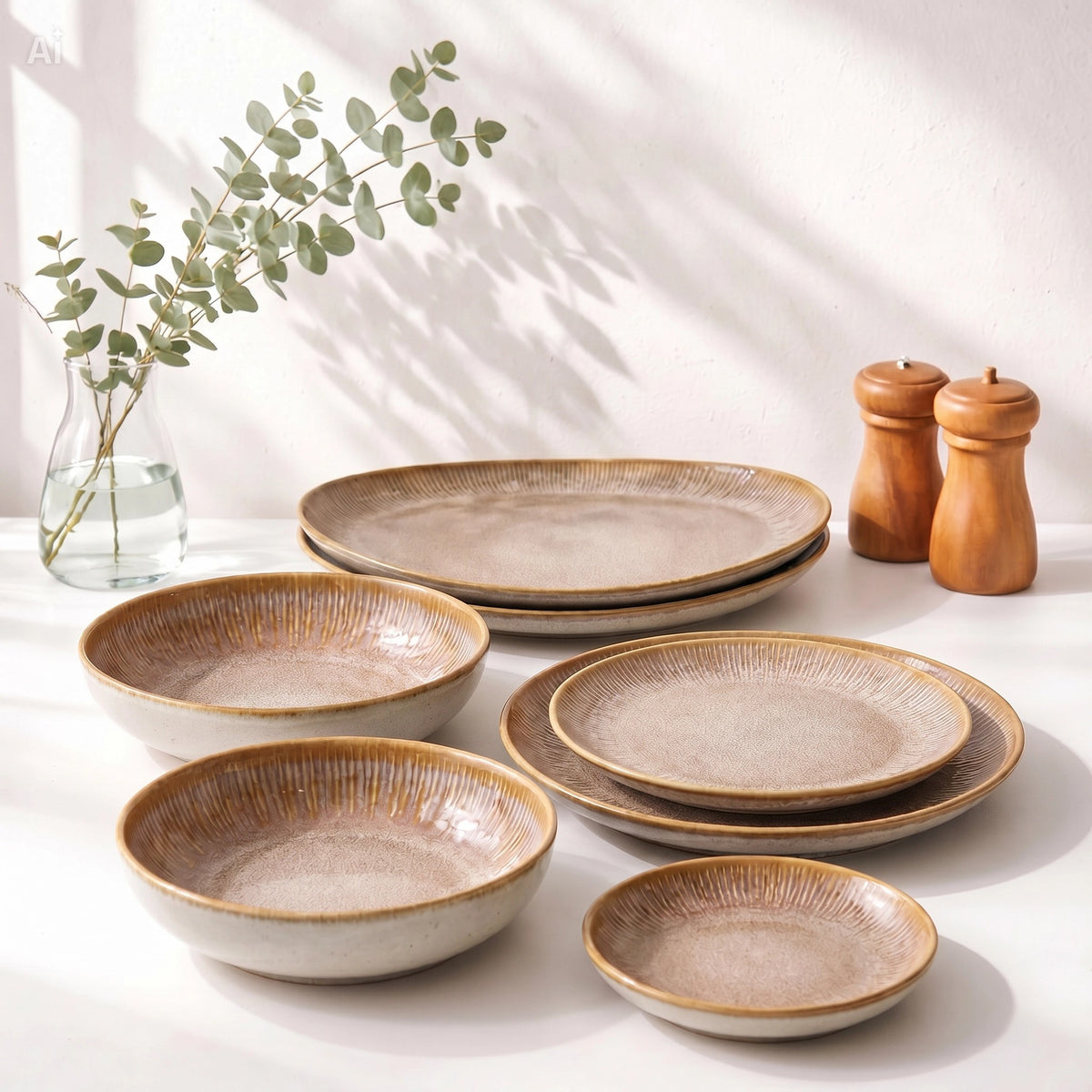 Shangri-La Earthstone Dining Set For Two (8 Pieces)