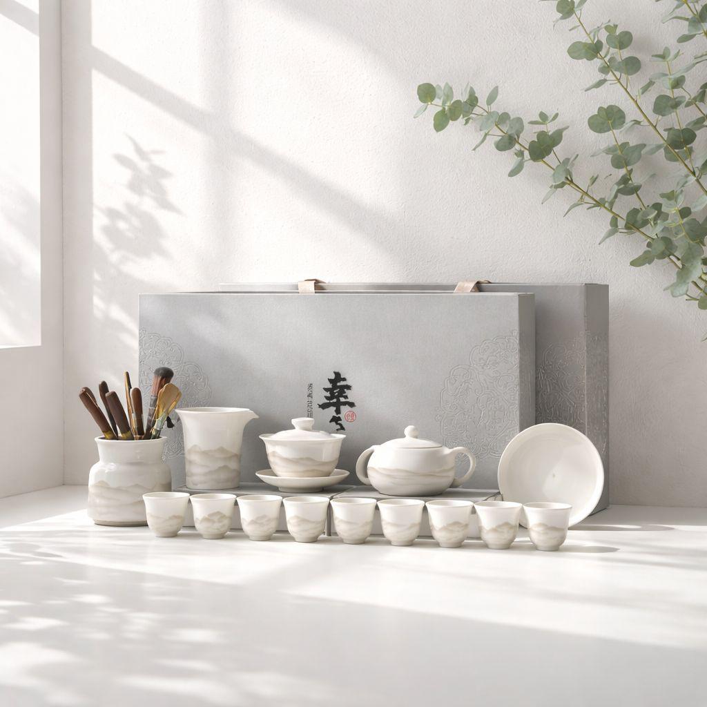 Mutton Fat Jade Porcelain Tea Set
