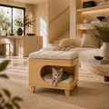 Modern Wooden Pet House Ottoman with Cushion