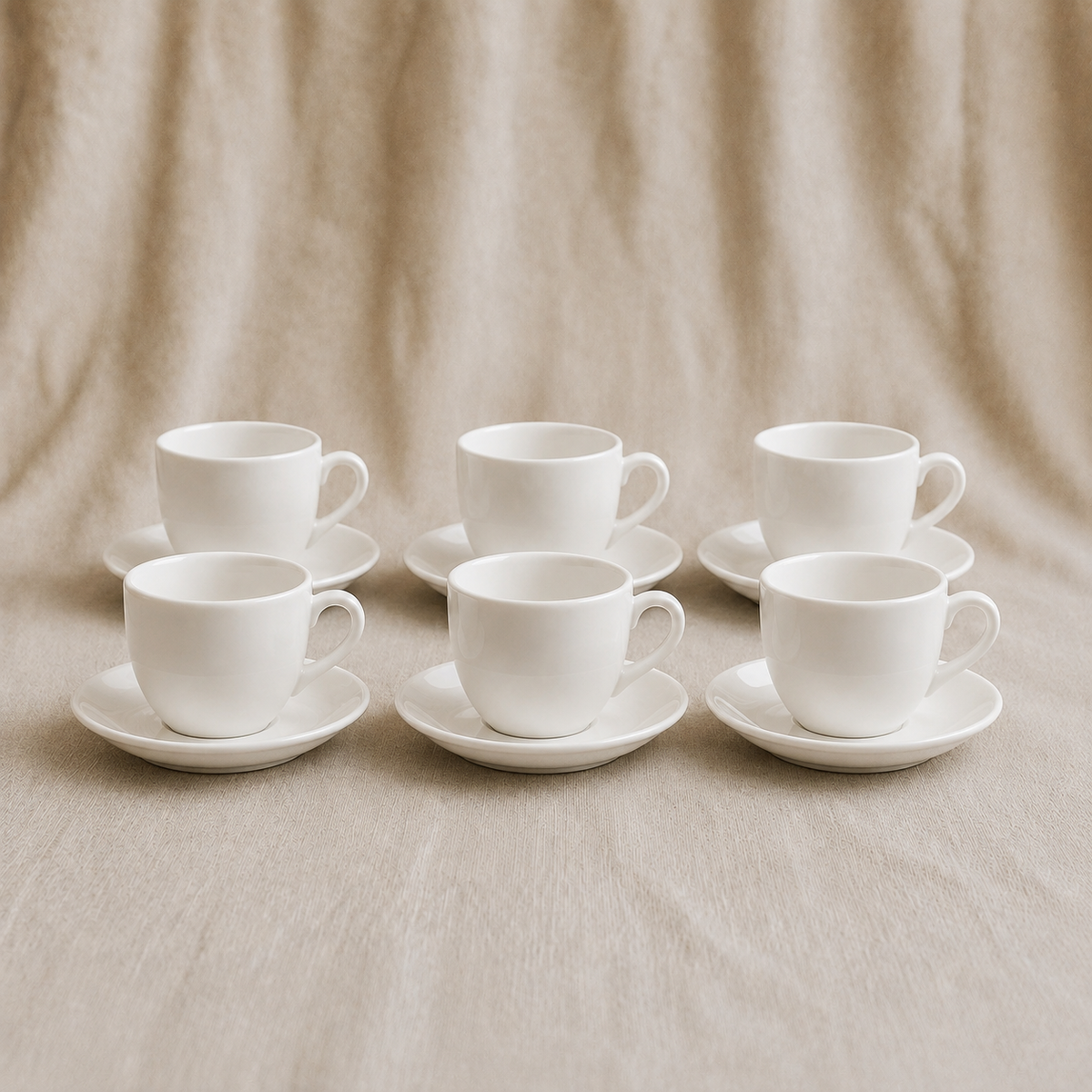 White Ceramic Espresso Cup Set (12pcs)