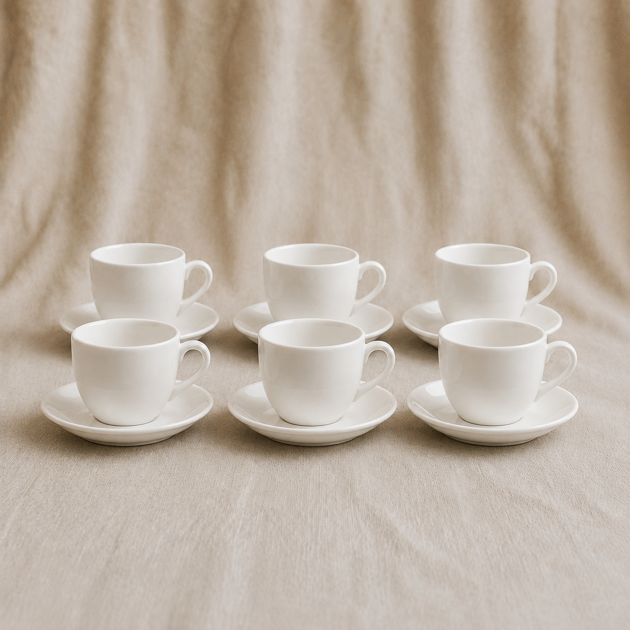 White Ceramic Espresso Cup Set (12pcs)
