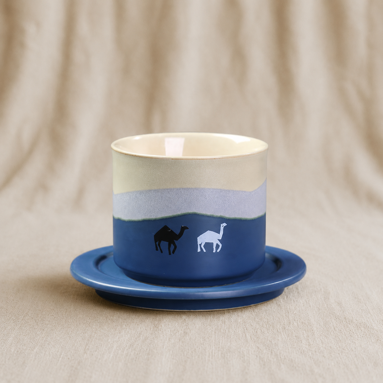 Camel Gradient Ceramic Cup and Saucer Set