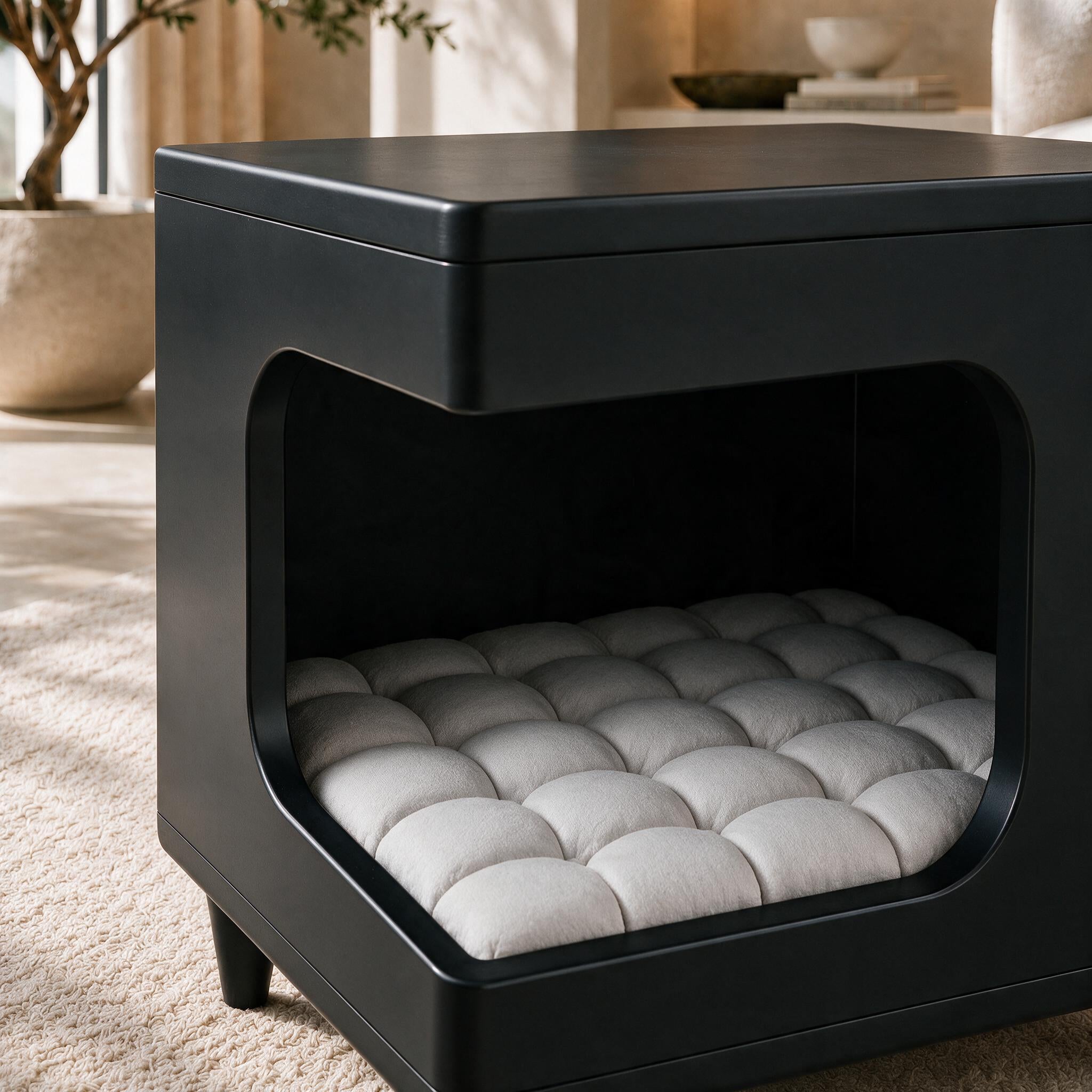 Modern Wooden Pet House Side Table with Cushion