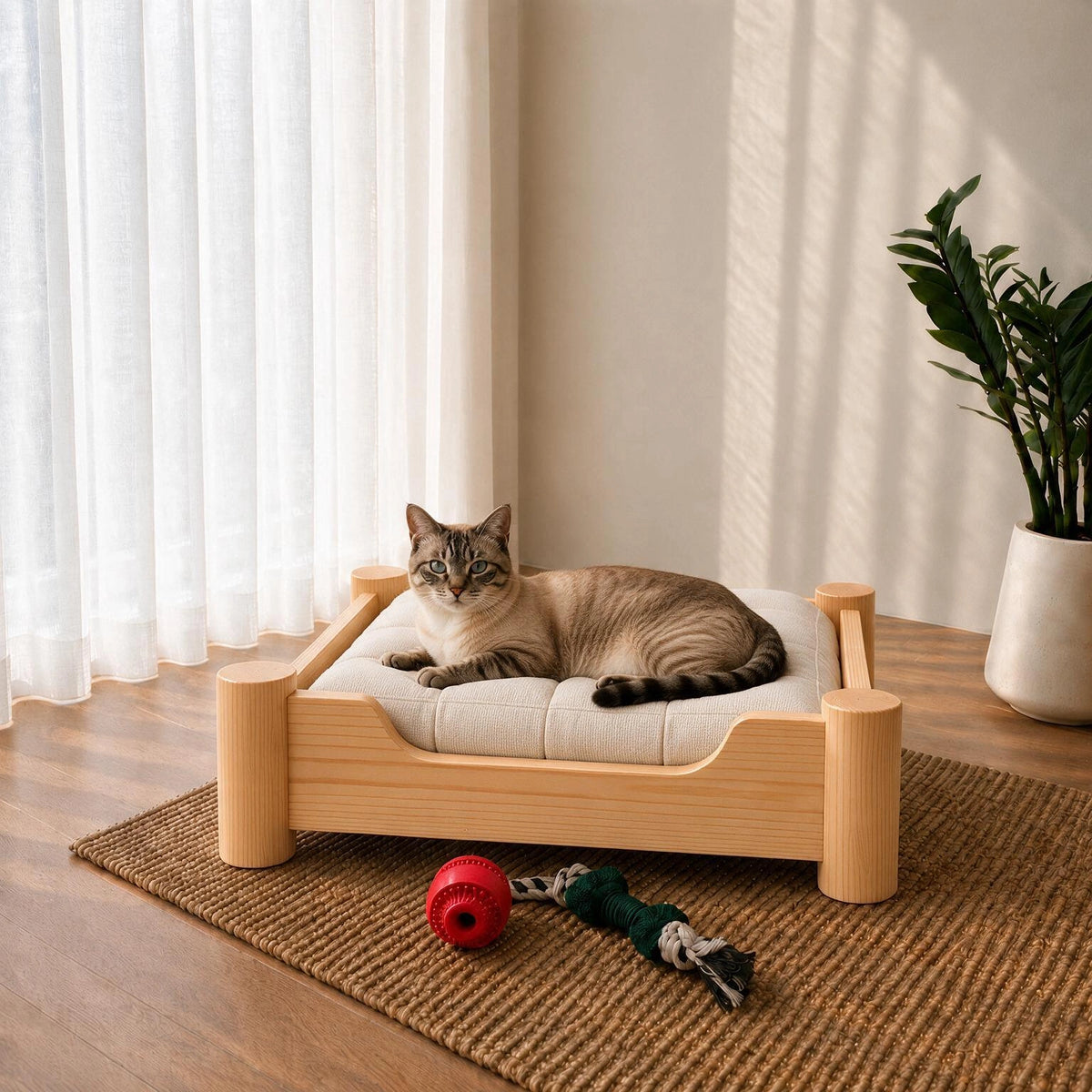 Scandinavian Wooden Pet Bed