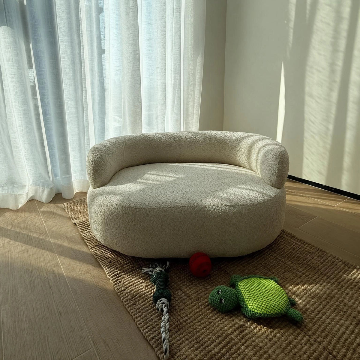 Modern Curved Boucle Dog Sofa Bed