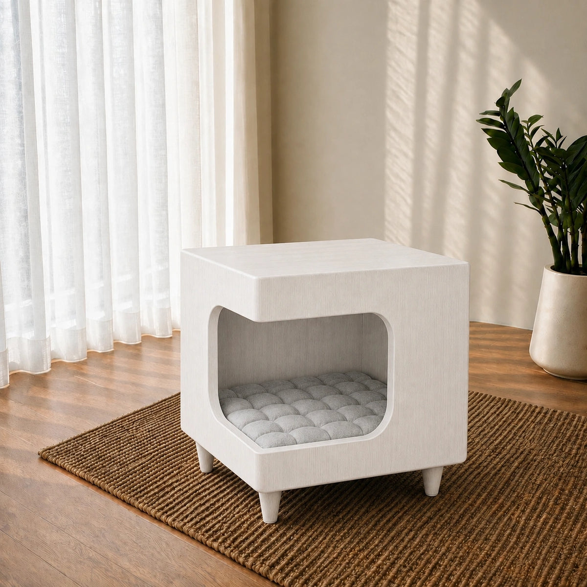 Modern Wooden Pet House Side Table with Cushion