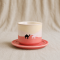 Camel Gradient Ceramic Cup and Saucer Set